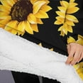 thumbnail image 3 of Oversized Wearable Blanket Hoodie,Black Sunflower Pattern Sherpa Blanket Hoodie with Super Pockets,Super Warm Fuzzy Pullover for Women & Men, 3 of 6