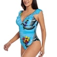 thumbnail image 3 of Fotbe Elephant Trunk Couple Flowers Women's Tummy Control Swimsuits Slimming One Piece Bathing Suit Ruffle Wrap V Neck Swimwear-, 3 of 8