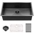thumbnail image 6 of 28 Inch Undermount Sink- 28"X18"X10" Gunmetal Black Undermount Kitchen Sink 16 Gauge 10 Inch Deep Single Bowl Kitchen Sink Basin,Gunmetal Black Stainless Steel Kitchen Sinks, 6 of 6