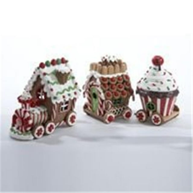 Kurt S. Adler- Inc. D1240 Kurt Adler 4.3'' Claydough 3D LED Gingerbread Train Ensemble de 3 Pcs