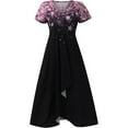 thumbnail image 4 of QJUHUNG Robe Midi Formelle pour Femmes Soirée Été Col en V Manches Courtes T-Shirt Soirée Invité de Mariage Style Asymétrique B-8 Cocktail Gris_i L, 4 of 5