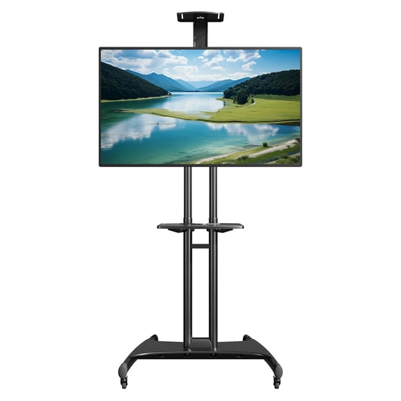 Mountory Mobile TV Stand, Rolling TV Cart for 40-85" TVs, Portable TV Floor Stand with Wheels, Adjustable Shelf, VESA 600x400mm,up to 100 lbs