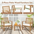 thumbnail image 4 of Gymax 3PCS Furniture Set Acacia Wood Conversation Set w/ Soft Seat Cushions Outdoor White, 4 of 9