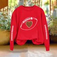 thumbnail image 3 of Uootdi Game Day Womens Sweatshirts Crew Neck Long Sleeve Football Stitch Heart Graphic Print Sweatshirt for Women Loose Fit Vintage Womens Tops, 3 of 9