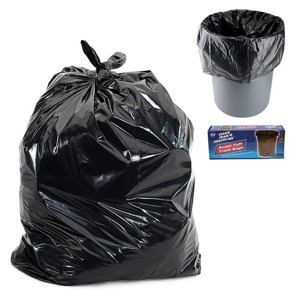 10 Pack Heavy Duty Trash Bags 39 Gallon Lawn Leaf Strong Garbage Liner Bag Black