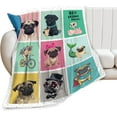 thumbnail image 2 of Cute Pug Blanket Cartoon Dog Fleece Throw Blanket Toddler Nursery Fuzzy Plush Super Soft Cozy Warm Pug Stuffed Animal Decor Blanket Gifts for Boys Girls Kids Adult Men Women 50"X40", 2 of 6