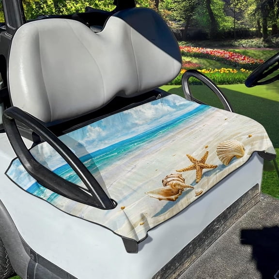 Beach Starfish Shell Golf Cart Seat Covers, Universal Fit for EZGO, Club Car, Yamaha 52"x32", 2 Passenger Golf Cart Seat Protector, Durable Washable