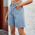 thumbnail image 5 of Yesfashion Wholesale Womens Adjustable Waist Denim Shorts Vintage Baggy Mid Rise Jeans Summer Knee Length Short Pants, 5 of 9