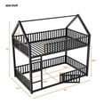 thumbnail image 2 of Black Metal Twin over Twin House Bunk Bed with Fence and Door for Private and Playful Bedtime, 2 of 7