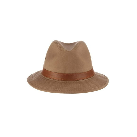 Dorfman Pacific Chapeau Safari en Toile avec Bordure en Faux Cuir pour Hommes, Écorce, Très Grand