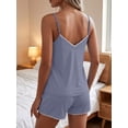thumbnail image 2 of Anygrew Women Cami Pajama Set Shell Stitch with Shorts V Neck 2 Piece Pj Lounge Set, 2 of 7