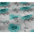 thumbnail image 5 of oneOone Viscose Jersey Turquoise Green Fabric Leaves & Rose Watercolor Sewing Material Print Fabric By The Yard 60 Inch Wide, 5 of 5