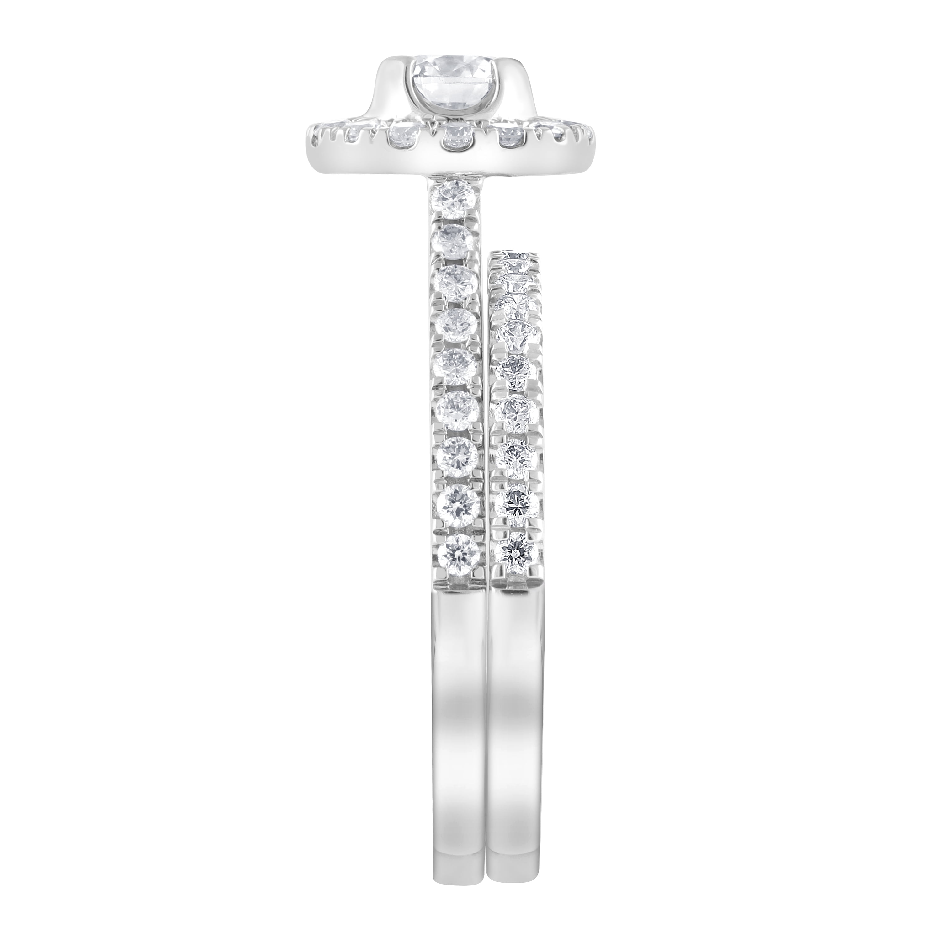 Unique Moments 1 Ct Lab Grown Diamond Wedding Bridal Set in 10K White Gold for Women (J, SI-I1)