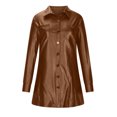 thumbnail image 6 of Women's Faux Leather Shirt Dress Jackets Button Down Lapel Collar Long Sleeve PU Leather Mini Dresses Sexy, 6 of 6