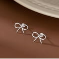 thumbnail image 2 of Sterling Silver Bow Stud Earrings for Women Teens Small Bow Stud Earrings Ribbon Earrings, 2 of 12