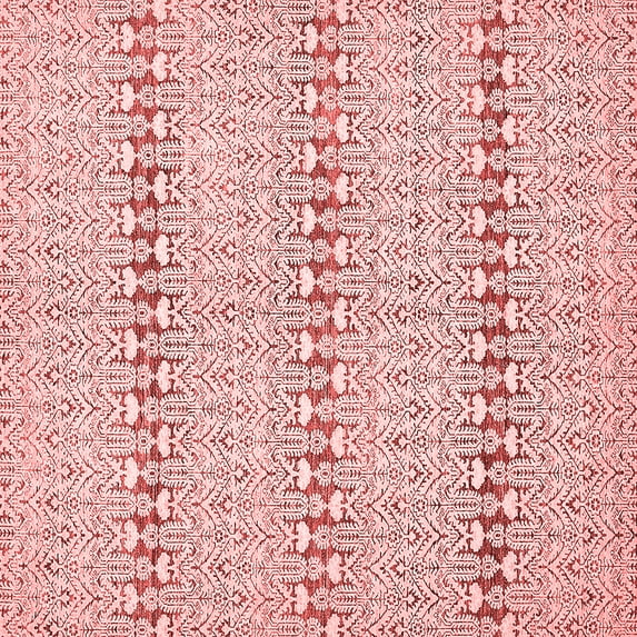 Ahgly Company Machine Washable Indoor Square Abstract Red Modern Area Rugs, 7' Square