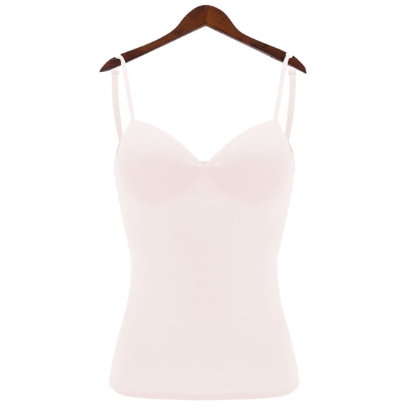Beige Camisole for women Slim-Fit Solid Color with Bra Pads Bra One Vest Sleeveless Undershirts Womens Tank Tops