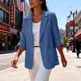 thumbnail image 4 of Linen Blazer Jacket for Women Lightweight 3/4 Sleeve Casual Work Office Summer Breathable Dressy Coat Outfits with Pockets Sky Blue 3XL, 4 of 6
