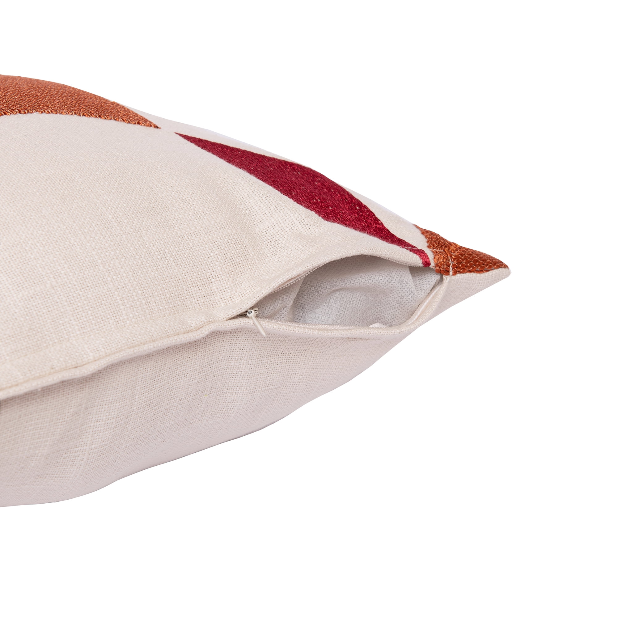 Ox Bay and Stacy Garcia 24" x 24" Ivory/Orange Embroidered Geometric Adult Decorative Throw Pillow