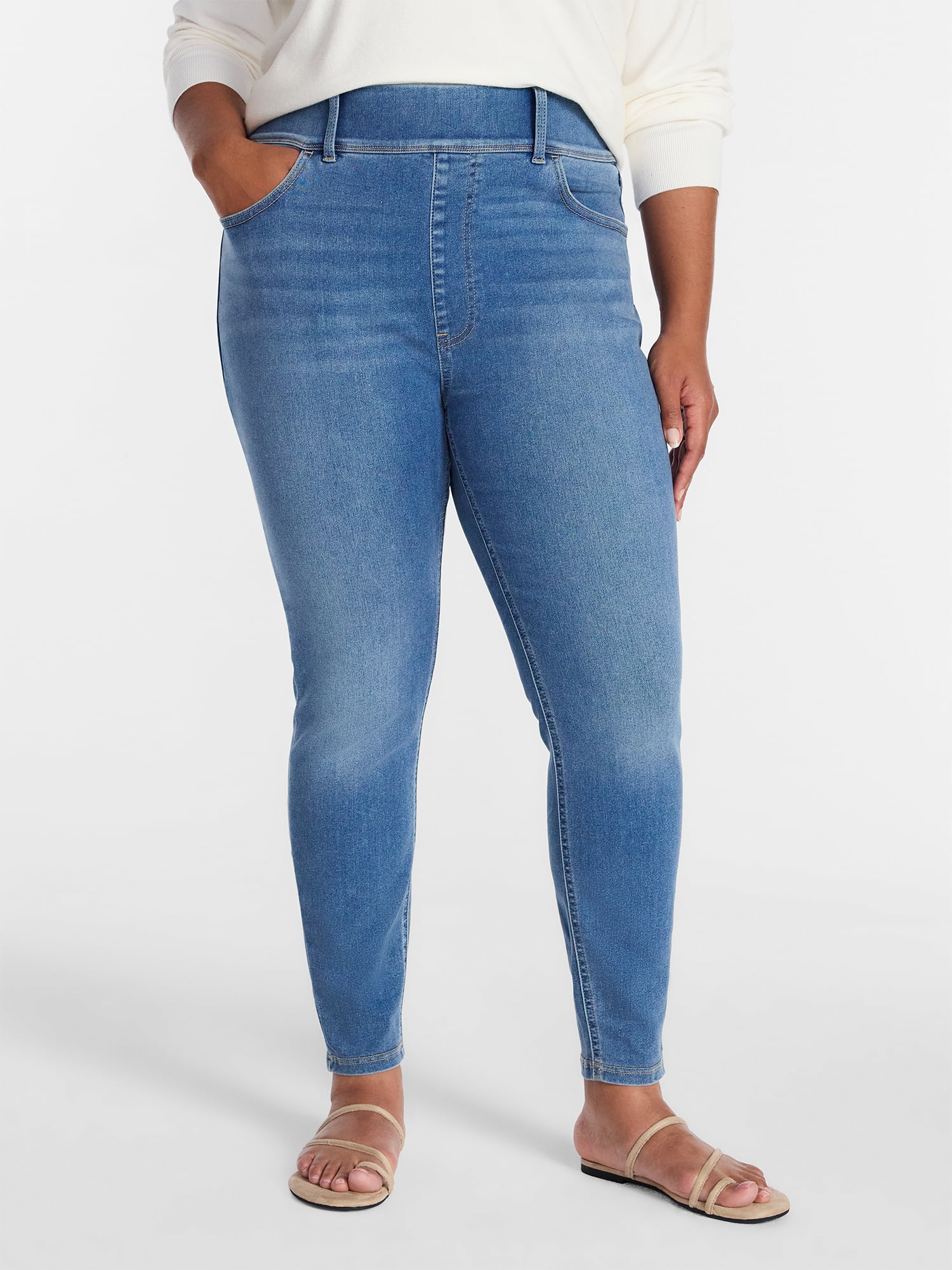 Terra & Sky Women's Plus Size Straight Leg Jeans, Mid-Rise, 27