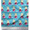 thumbnail image 1 of Soimoi polyester Crepe Fabric Text,Ball & Bunny Kids Decor Fabric Printed Yard 52 Inch Wide, 1 of 2