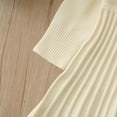 thumbnail image 4 of BRGZLK Girls Sweater Dress Solid Color Button Long Sleeve Knitting Elastic Waist Knee Length Sweater Dress Casual Comfort Jumpsuit Skirt Beige 5-6 Years, 4 of 5
