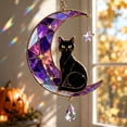 thumbnail image 2 of Halloween Black Cat Hanging Ornament, Halloween Moonlight Black Cat Window Hanging Sun Catcher, Halloween Decoration Indoor Outdoor for Home & Party, Gift, 2 of 7