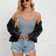 thumbnail image 4 of OIUUAK Summer Layering Camisole for Women,&nbsp;Lace Trim V Neck Adjustable Spaghetti Strap Stretch Fitted Undershirt Tank Top Double Lined Seamless Basic Everyday Wear, Gray, 4 of 9
