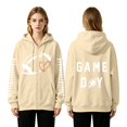 thumbnail image 7 of Hoodies for Women Solid Color Shirt Comfort Hoodie Hiking Shirts Cute Hoodies Mom Shirts Game Day Sweatshirts Gift Long Sleeve Loose Fit Blouse Heart Graphic Shirts Travel Hoodie Khaki, 7 of 7