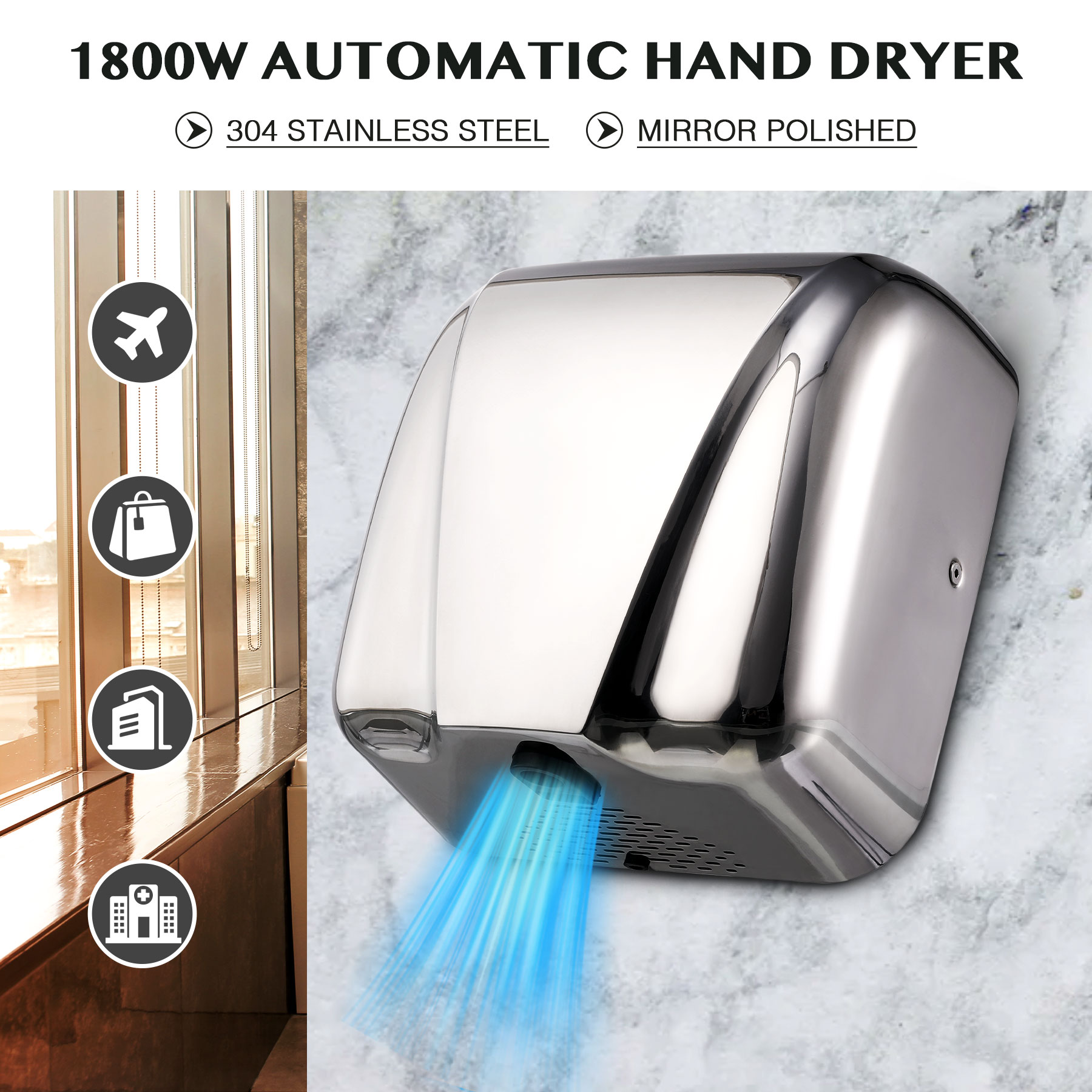Preenex Commercial Electric Hand Dryer Machine Touchless Auto Air