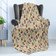 thumbnail image 4 of Africa Soft Flannel Fleece Blanket, Jungle Band with Instrument Playing Animals Lion Bear and Hare with Leaves Backdrop, Cozy Plush for Indoor and Outdoor Use, 50" x 70", Multicolor, by Ambesonne, 4 of 5