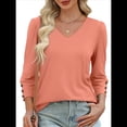 thumbnail image 1 of Blusas de 3/4 con Botones y Cuello en V para Mujer, Ropa Informal de Verano para Vacaciones de Playa, Ropa de Otoño 2025 Coral M, 1 of 10