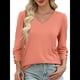 thumbnail image 1 of Blusas de 3/4 con Botones y Cuello en V para Mujer, Ropa Informal de Verano para Vacaciones de Playa, Ropa de Otoño 2025 Coral XL, 1 of 10