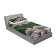 thumbnail image 2 of Ambesonne Nature Fitted Sheet & Pillow Sham Set, Lake by Forest Mountain, Twin, Multicolor, 2 of 2