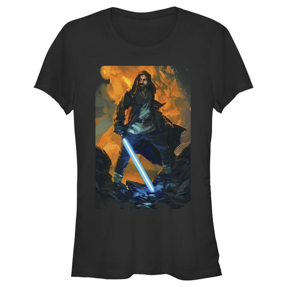 Junior's Star Wars: Obi-Wan Kenobi Painted Obi-Wan Graphic Tee Black Large
