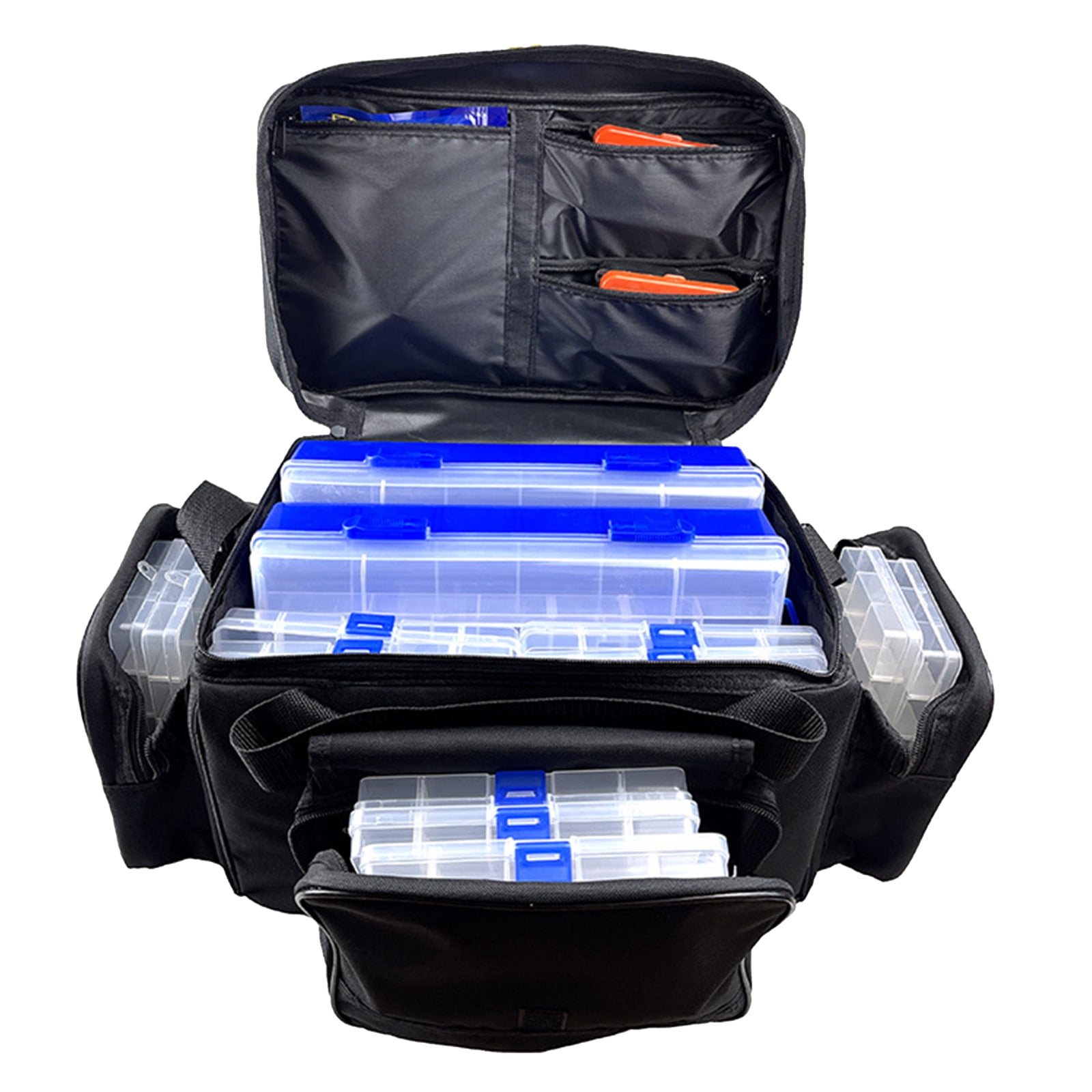 Large Capacity Fishing Tackle Bag MultiPockets Fishing Gear Carrying Bag Outdoor Portable Oxfords Cloth Shoulders Bag