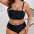 thumbnail image 6 of Roncen Women's Plus Size Two Piece Bikini Set Floral Appliques Swimsuit Beach Vacation Bathing Suit, 6 of 9