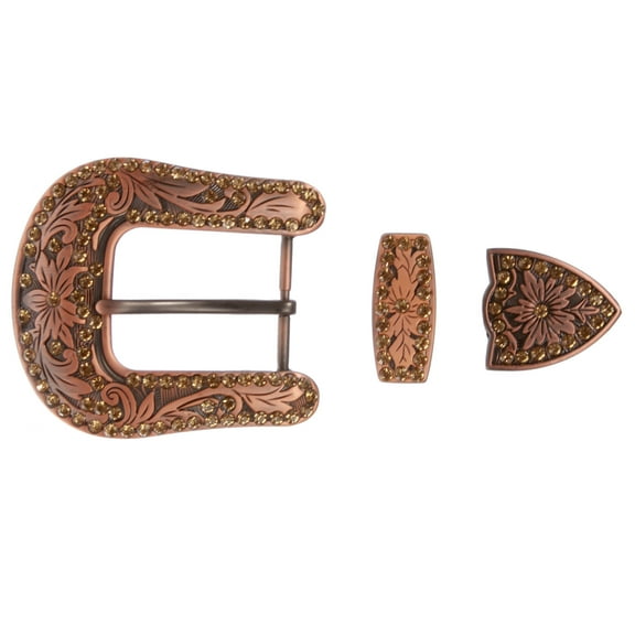 Western Rhinestone Belt Buckle Set for Replacement or Leather Craft 1-1/2"