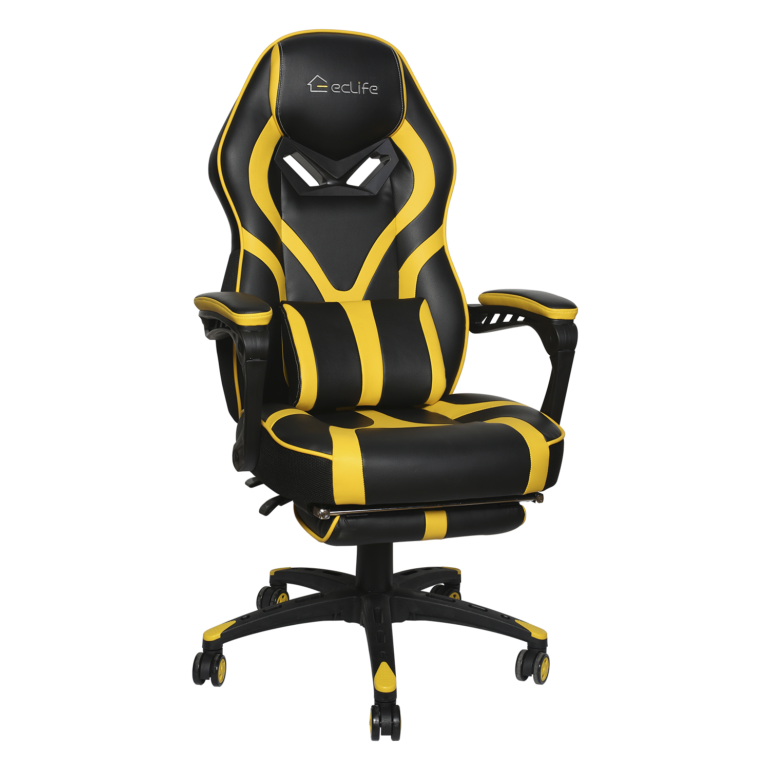 Massage Gaming Chair Ergonomic Office Chair Headrest Lumbar Support Racing Style PU Leather PC High Back Adjustable Swivel Task Chair with Footrest