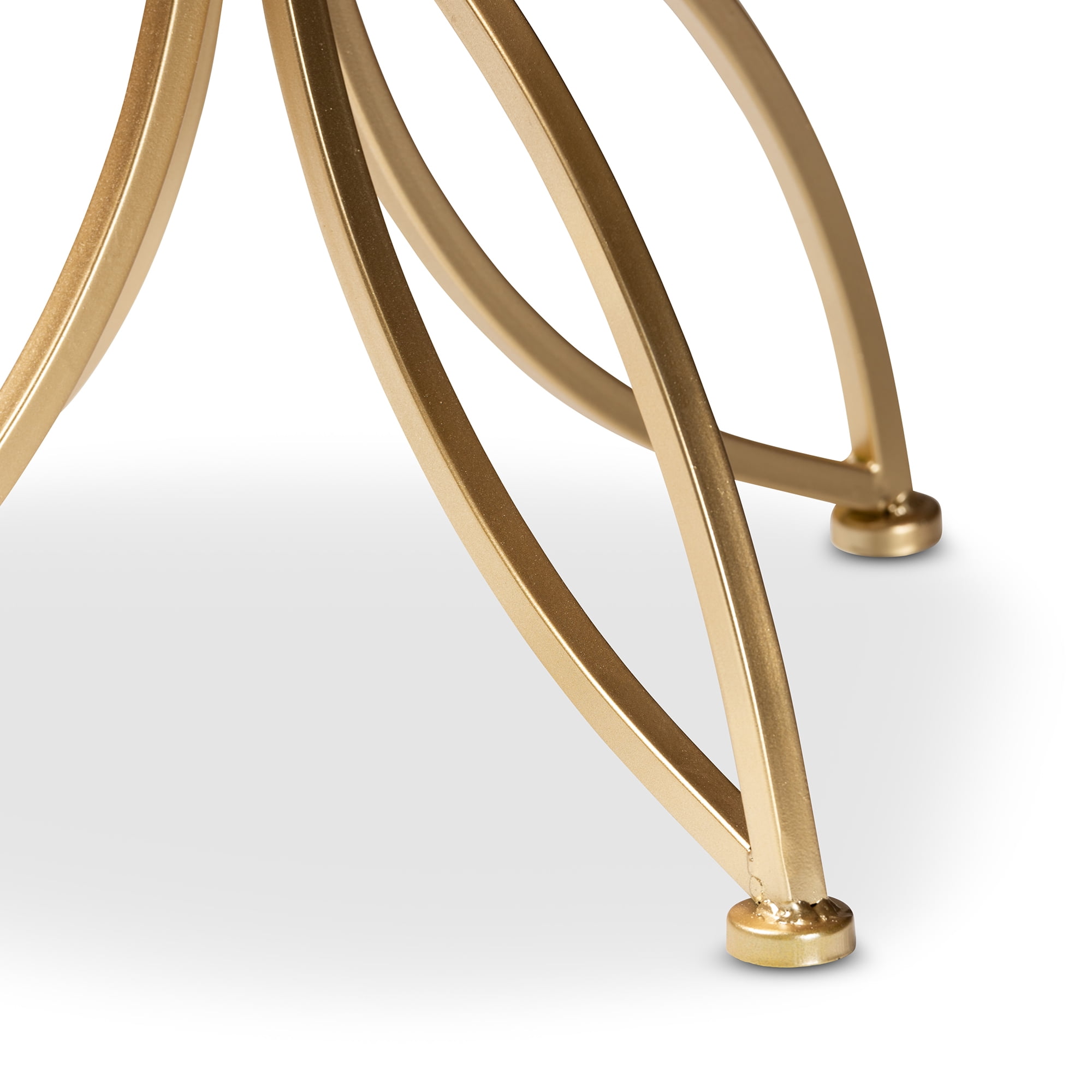 Baxton Studio Jaclyn Modern and Contemporary Gold Finished Metal End Table with Marble Tabletop