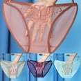 thumbnail image 3 of Fule Women Underwear Lace Mesh Comfortable See-through Breathable Large Size Briefs, 3 of 9