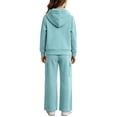 thumbnail image 5 of Vmberlty Kids 2 Piece Tracksuits Girl's Solid Color Fall Winter Outfits Zip Up Hooded Sweatshirts and Cargo Pants Casual Active Sets for 1‑13 Years, 5 of 6