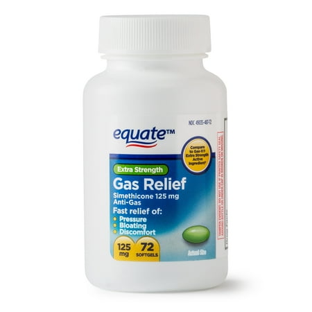 Equate Extra Strength Gas Relief Simethicone Softgels, 125 mg, 72 (Best Remedy For Stomach Gas)
