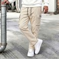 thumbnail image 5 of Yungyresw Mens Cargo Pants Relaxed Fit Solid Straight Leg Athletic Pants Multi Pockets Comfy Casual Trousers Fall Winter Outfits Khaki S, 5 of 7