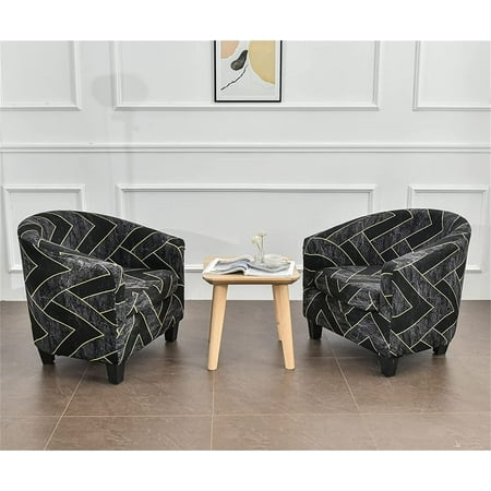 2 Piece Club Chair Slipcover Stretch Tub Armchair Covers Printed Round Barrel Swivel Couch With Elastic Bottom For Living Room 04 Canada Swivel Chair Covers Couch, Barrel Swivel Chair Slipcover