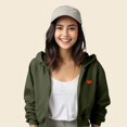 thumbnail image 4 of Dalix Pixel Heart Embroidered Fleece Cropped Zip Hoodie Cold Fall Winter Womens in Military Green 2XL XX-Large, 4 of 5