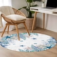 thumbnail image 5 of Summer Marine Life Round Living Room Rugs 4 ft, Watercolor Blue Starfish Ocean Bubble Coral Washable Area Rug with Non-Slip Sturdy Edge Binding Round Carpet for Entryway Kitchen Bedroom Bathroom, 5 of 9