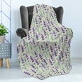 thumbnail image 4 of Lavender Soft Flannel Fleece Throw Blanket, Botanical Pattern with Fresh Herbs Aromatherapy Spa Theme, Cozy Plush for Indoor and Outdoor Use, 70" x 90", Pale Sage Green Violet, by Ambesonne, 4 of 5