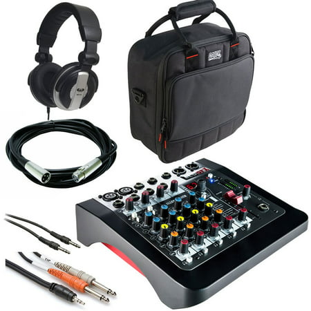 Allen & Heath ZED-6FX 6 Input Compact Analog Mixer with FX On-Board Effects Engine + Gator Cases G-MIXERBAG + Headphone + XLR Mic Cable + Instrument Cable & Stereo