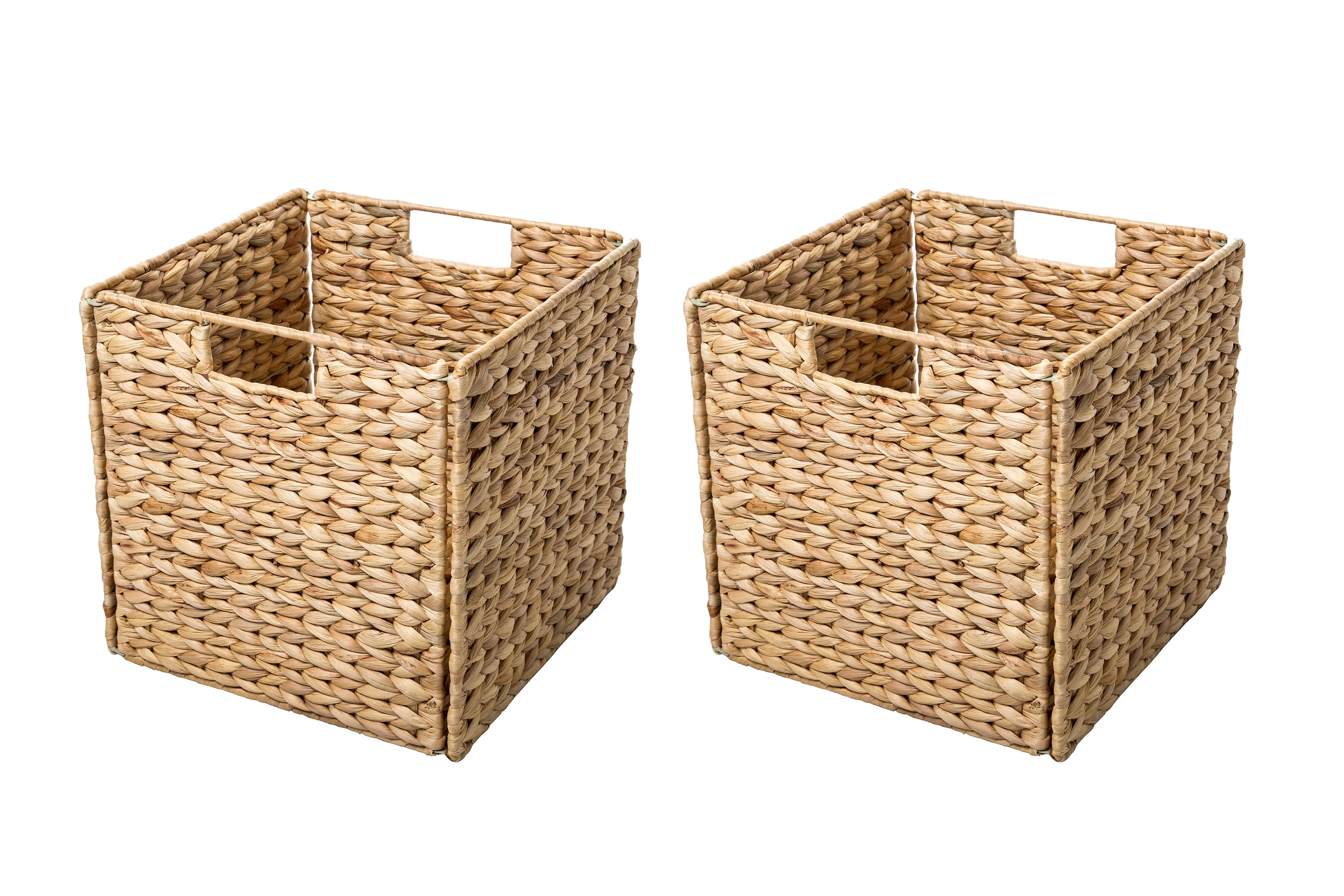 Foldable Hyacinth Storage Basket with Iron Wire Frame By Trademark Innovations (Set of 2
